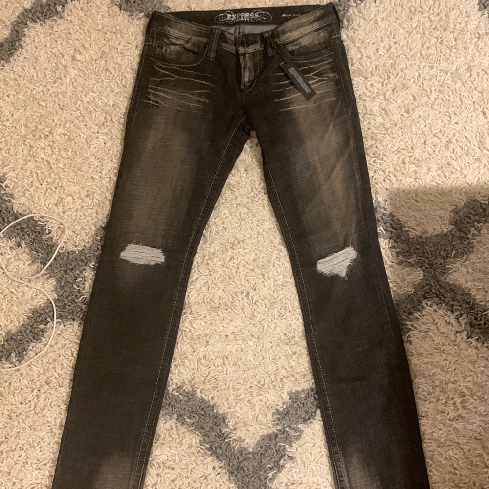 Express Faded Black Skinny Jeans